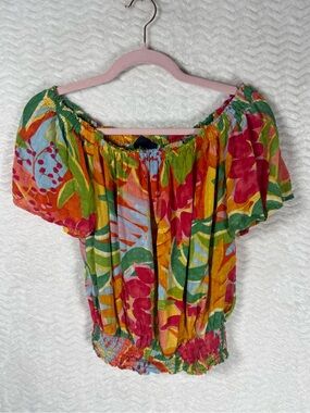 Rachel Multicolor Off-Shoulder Floral Peasant Blouse